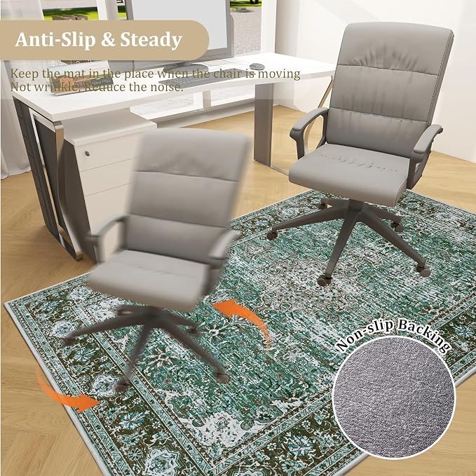 Office Chair Mat for Hardwood Floor, 48"x36" Easy Glide Computer Desk Mat Protector for Rolling Chair Under Desk Rug Nonslip Backing, Machine Wash (Modern)