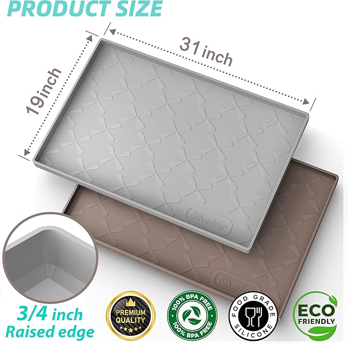 SIKADEER 31" x 19" Under Sink Mat Waterproof, Silicone Mat Kitchen Drawer Shelf and Cabinet Liner, Sink Protector for Kitchen Organizers and Storage, Boot Tray Pet Food Mats