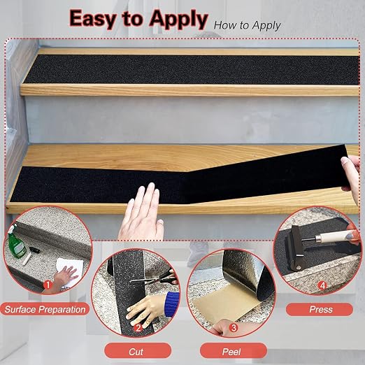 S&X 18 Inch x 40 Ft Grip Tape, High Traction Anti Slip Tape Roll Non Skid for Outdoor Stair Tread Non-Slip Waterproof, Weather Resistant, Black