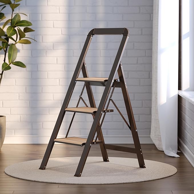 3 Step Ladder Folding Step Stool for Adults Portable Folding Step Ladder with Anti-Slip Pedals for Home,Kitchen,Office
