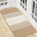Kitinjoy Indoor Outdoor Door Mat, 47x20 Non-Slip Absorbent Dirt Trapper, Low-Profile Washable Inside Entrance Front Floor Mat, Sturdy Soft Entry Doormats for Entryway, Beige
