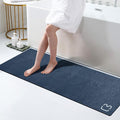 RUERYA Bath Mat Runner - Long Diatomite Stone Bath Mats for Bathroom Super Absorbent Large Diatomaceous Earth Bath Mat Non Slip Quick Drying Shower Mat Thin Bathroom Rugs Floor Mat, 15.7"x47.2", Navy