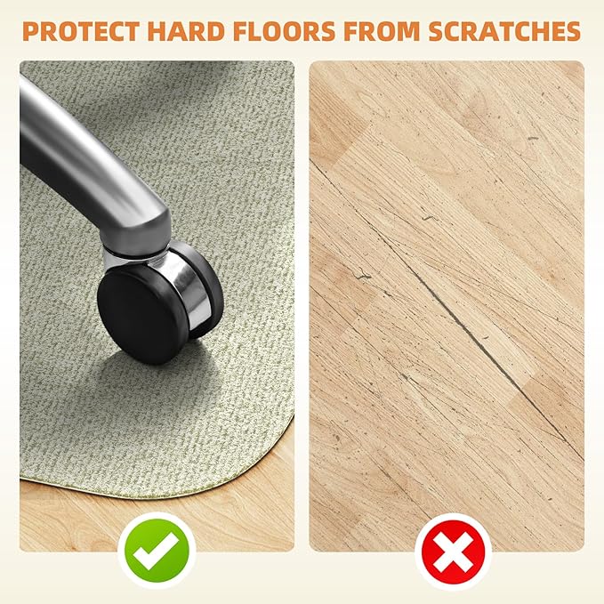 Office Chair Mat for Hardwood Floors 48"x36", Durable Non-Slip Large Tile Floor Protector, Anti-Scratch Thick Heavy-Duty Recyclable Gliding Desk Mats for Computer Rolling Chairs, Off White
