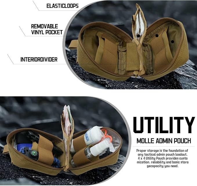 2 Pack Small Admin Pouch, 1000D Tactical Molle Mini Tool EDC Waist Belt Pouches Bag for Vest Backpack