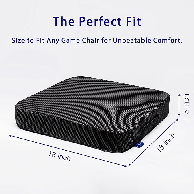 Ifoam Gel Infused Memory Foam Layer Wheelchair Cushion - Seat Cushion for Wheelchair-Office Chair, Kitchen Chair-Pressure Sore and Tailbone Pain Relief-High Dense Polyfoam Base (Black, 18×18×3 inch)