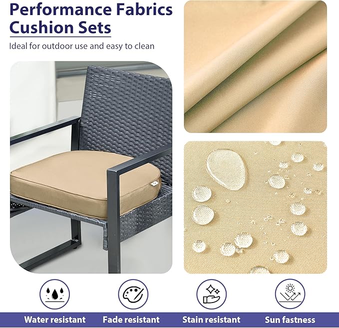 IPYNBAP Outdoor Chair Cushions Set of 4 -Waterproof Outdoor Seat Cushions for Patio Furniture, Patio Chair Cushion with Handle and Ties, Out Door Chair Pads,17x16x2-Round, Beige