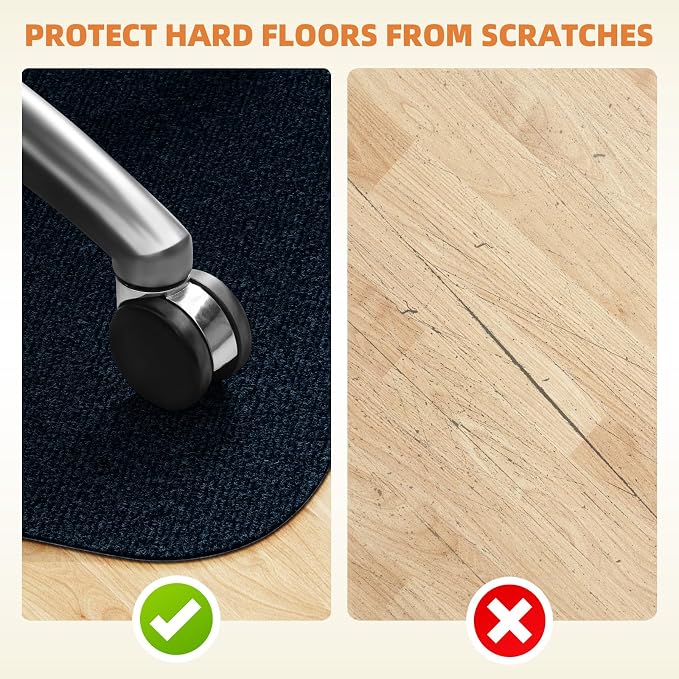 Office Chair Mat for Hardwood Floors 48"x36", Durable Non-Slip Large Tile Floor Protector, Anti-Scratch Thick Heavy-Duty Recyclable Gliding Desk Mats for Computer Rolling Chairs, Navy Blue