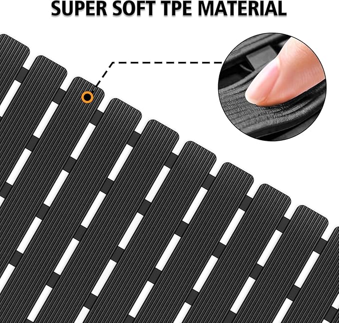MBOSS Square Shower Mat for Inside Bathroom, Non Slip Bathtub Mat, 24 X 24 Inch Non Slip Shower Mat for Tub & Shower, Bathroom Essentials Safe, Easy to DIY Cut, Eco-Friendly Materials