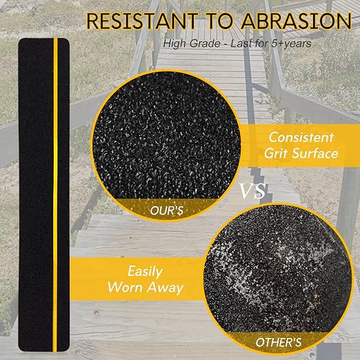 S&X Anti Slip Stair Treads, 12-Pack - 4" x 24" Pre-Cut Anti Slip Tape Outdoor Waterproof for All Slippery Surfaces - Weather Resistant Heavy Duty Non Slip Tape with Reflective Stripe