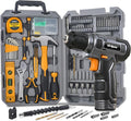 Hi-Spec Tool Kit with 8V Cordless Drill Set. Complete DIY Tool Set for Essential Everyday Home Repair & Maintenance. USB Rechargeable Electric Drill in a Compact Toolbox Case.