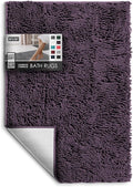 Hearth & Harbor Bathroom Rugs, Chenille Bath Mat - Machine Washable Bath Mats for Bathroom Non-Slip Backing Rubber, Quick Dry Bathroom Mat - Purple 24x36