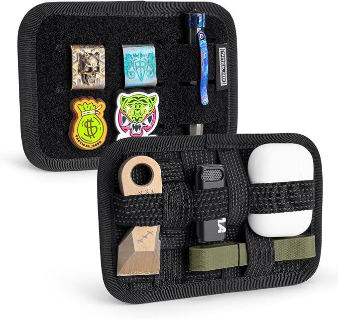 TACTICAL_GEEK TCM2 Mini EDC Organizer Board, Anti-Slip Elastic Woven Board,Bag Insert Panel for Small Gear, Backpack Accessories for Everyday Necessary Gadget (Black)