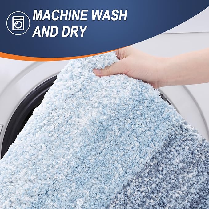 OLANLY Large Bathroom Rugs Mat 44x32, Extra Soft Absorbent Microfiber Bath Rugs, Rubber Backing, Quick Dry, Machine Washable Bath Mats for Bathroom Floor, Tub and Shower, Home Decor Accessories, Blue