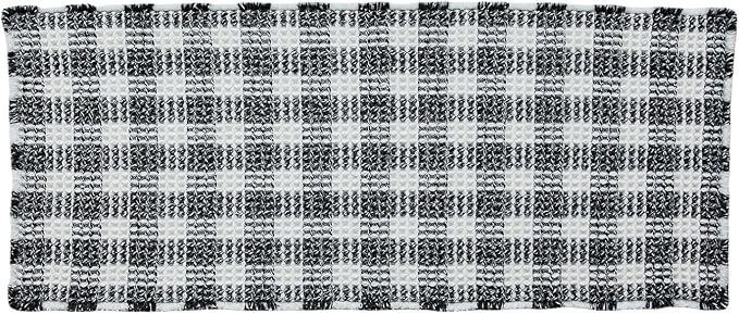 TYUU Waffle Runner Rug Bathroom, Long Boho Bathroom Rugs Non Slip Washable Absorbent Checkered Bathroom Mat Quick Dry Farmhouse Bath Mat, 72"x24" Black and White