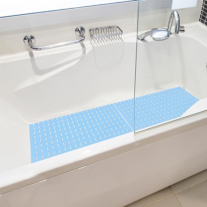 BEMISO BEMISO Shower Mat Non Slip Bathtub Mat with Suction Cups and Drain Holes 27.5 x15.7 Inch Bath Mat for Tub & Shower.Easy Dry,Easy to Cut,Eco-Friendly