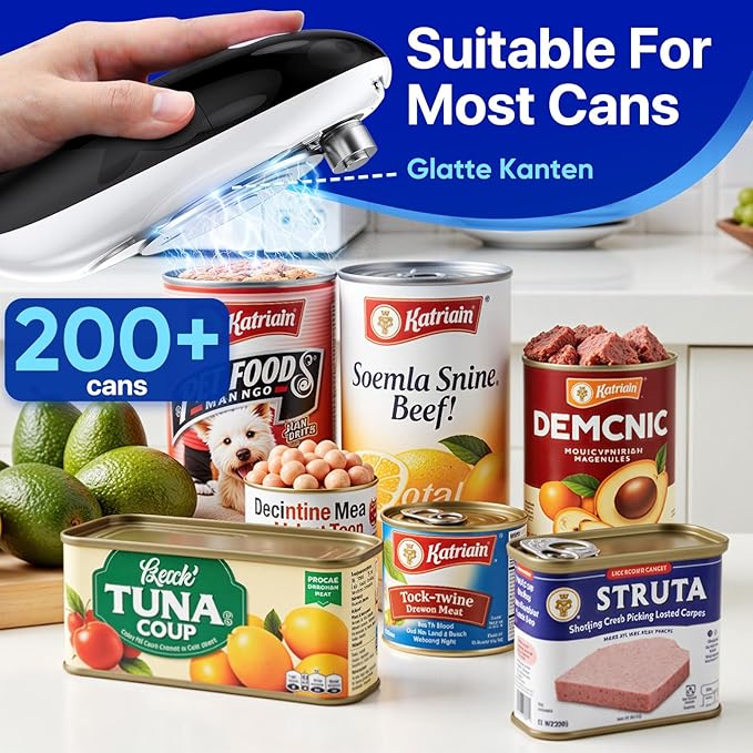 Electric Can Opener, Can Opener for Seniors, Suitable for Any Size Cans, Hands Free, Smooth Edge, Battery Powered, Automatic Can Opener is an Ideal Kitchen Gadget for Women and Left Handed People