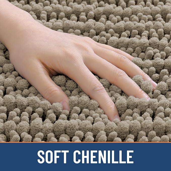 Smiry Bathroom Rugs Mat 59x24, Extra Soft Absorbent Chenille Bath Rugs, Non Slip Rubber Backing Machine Washable Quick Dry Bath Mats for Bathroom Floor, Tub, Shower, Home Decor Accessories, Latte