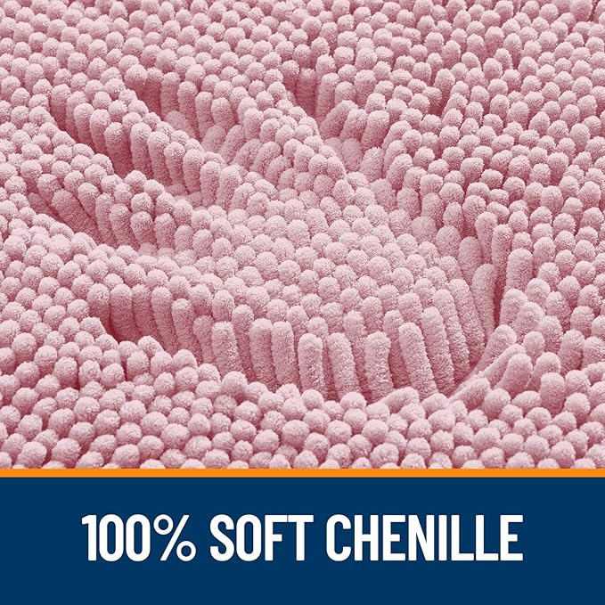 OLANLY Bathroom Runner Rugs 70x24, Soft Absorbent Chenille Bath Rugs, Rubber Backing Quick Dry, Machine Washable Long Bath Mats for Bathroom Floor, Tub and Shower, Home Decor Accessories, Dusty Rose