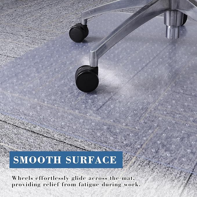 Tydle Chair Mat for Carpet, 36" x 48" Office Chair Mat for Carpeted Floors, Heavy Duty Rolling Computer Under Desk Mat with Grips, Floor Protector Mat for Home Office (Clear)