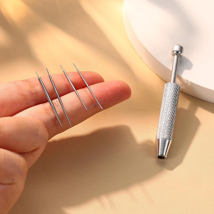 GEMQUEEN Piercing Taper Ball Grabber Tool for Changing Jewelry - 14G 16G 18G 20G Stainless Steel Flat Back Earrings Applicator Tool Threadless Insertion Pin Thread Body Piercing Kit for Ear Nose Lip