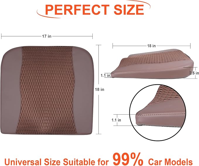 Lofty Aim Car Seat Cushion, Comfort Memory Foam Car Cushions for Driving - Sciatica & Lower Back Pain Relief, Driver Seat Pillow for Auto, Office Chair, Wheelchair - 4D Mesh Brown