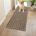 Smiry Dog Door Mat for Muddy Paws 47x24, Absorbent Dirt Trapper, Non-Slip Washable Chenille Entryway Rug for Inside Floor, Camel, Layered Pattern