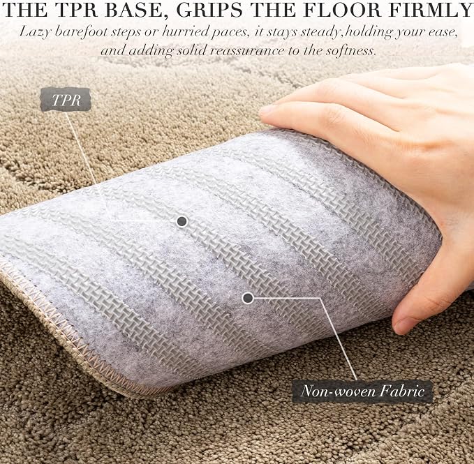 Bathroom Rugs, 32x20 Inches Bath Mats Non Slip, Extra Soft Absorbent Microfiber Shower Bath Rugs Mats Carpet for Bathroom Floor Decor, Machine Washable (Beige)