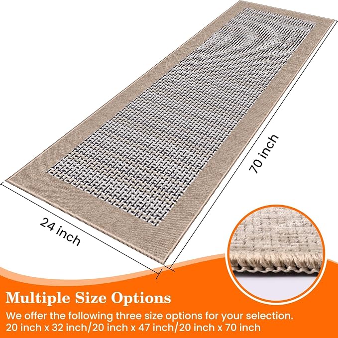 StepRite Kitchen Rugs, Kitchen Mats for Floor, 70"x24" Non-Slip Machine-Washable Kitchen Throw Rug, Absorbent Runner Rugs Office, Sink Standing Desk Mat, Decor Carpet, Khaki
