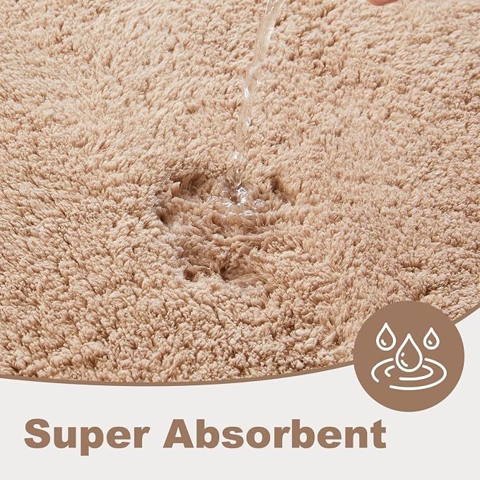 TYUU Beige Bathroom Rugs, Ultra Soft Bath Rugs Non Slip Washable, Super Absorbent Quick Dry Bath Mat with Rubber Backing for Bathroom Floor, Shower, or Sink, Beige 24" x 36"