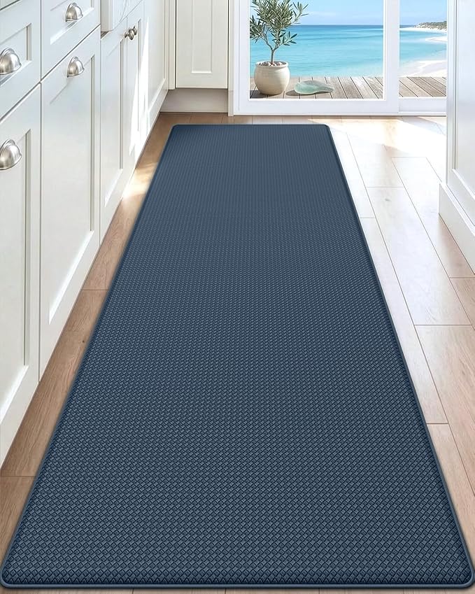 DEXI Kitchen Floor Mats Cushioned Anti Fatigue, 23x59, Large Wide Standing Runner Rug Waterproof, Comfort Memory Foam Padded for Front Sink Laundry, Navy
