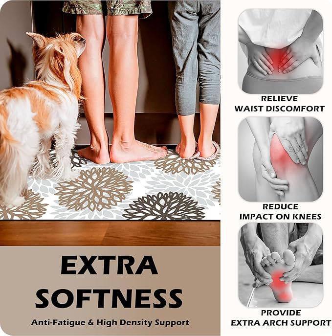Kitchen Mats Set of 2 Cushioned Anti Fatigue Kitchen Rugs Non Slip Waterproof Kitchen Runner Memory Foam Kitchen Floor Mat Comfort Standing Mat for Sink,Office,Laundry