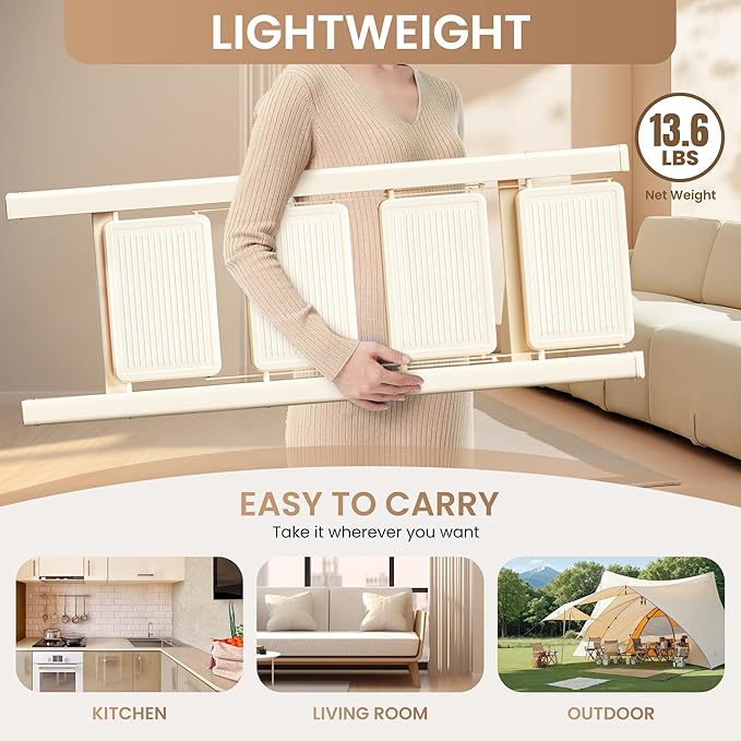 4 Step Ladder Folding Step Stool with Wide Anti-Slip Pedal, 330LBS Capacity, Lightweight Portable Stepladder for Home and Kitchen Use, Cream White