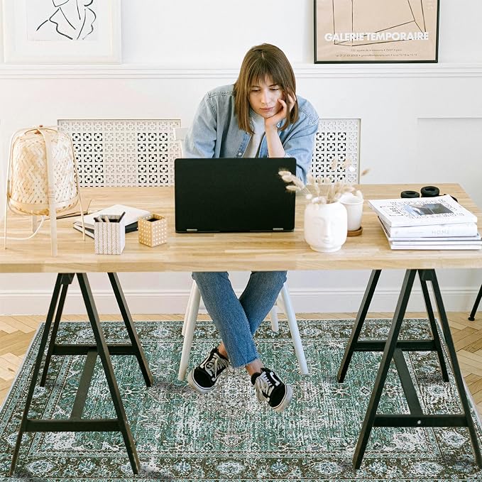 Office Chair Mat for Hardwood Floor, 48"x36" Easy Glide Computer Desk Mat Protector for Rolling Chair Under Desk Rug Nonslip Backing, Machine Wash (Modern)