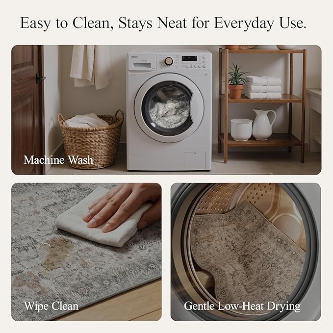 GENIMO Kitchen Rugs Non Slip Washable, 2PCS Kitchen Mats for Floor, Cushioned Standing Mat, Kitchen Runner Rug Floor Mat for Kitchen Decor, Laundry, Sink, Home, 20"x32"+20"x59", Light Taupe Brown