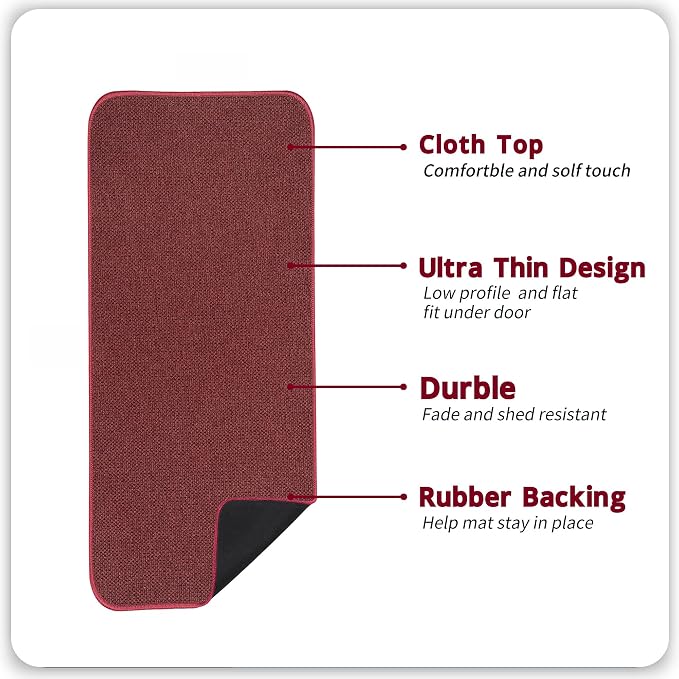 Bosap Bath Mat,Ultra Thin Bathroom Runner Rugs,Large Bath Mats for Bathroom,Quick Dry,Non-Slip,Machine Washable,Low Pile,Bath Rug,Shower Outside,Sink,Home Decor Accessories.Red,3'x4'(36x48inch)