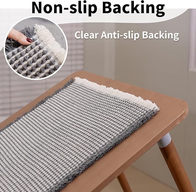 Waffle Bath Mat - Boho Bathroom Rugs Non Slip Washable, Super Absorbent & Quick Dry, Small Bath Mats Farmhouse Bathroom Decor, 18'' x 30'', Dark Grey and White