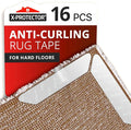 X-Protector Rug Tape - 16 Pcs Set - White Anti-Slip & Anti-Curling Carpet Tape for Hard Floors - Premium Rug Pad Gripper - Carpet Corner Grippers to Keep Your Carpet in Place & Make Corners Flat
