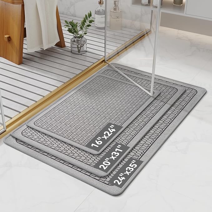 YDKGL Bathroom Rugs, Ultra Thin Bath Mat Fit Under Door Super Absorbent Non Slip Quick Dry Bath Mat, Rubber Backing Shower Mat Outside Shower