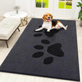 Smiry Dog Door Mat for Muddy Paws, Absorbs Moisture and Dirt, Low-Profile Entryway Mat with Non-Slip Backing, Entry Indoor Outdoor Doormat for Inside Floor (48x32 Inches, Black, Paw