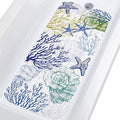 Topotdor Nautical Coastal Bathtub Mat Non Slip for Shower Tub, 40 X 16 Inch Extra Long Bath Mat for Elderly & Kids, Machine Washable Shower Floor Mat with Suction Cups & Drain Holes, Starfish Coral