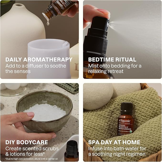 Cliganic Organic Essential Oils Blend - Happily Grounded - Breath of Balance (Packaging May Vary)