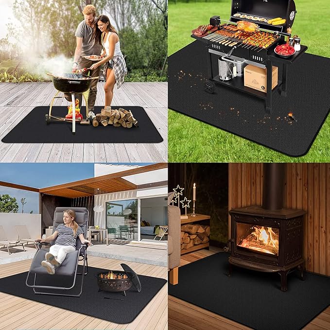 UBeesize Large 65 x 48 inches Under Grill Mat for Outdoor Grill,Double-Sided Fireproof Grill Pad for Fire Pit,Indoor Fireplace Mat Fire Pit Mat,Oil-Proof Waterproof BBQ Protector for Decks and Patios