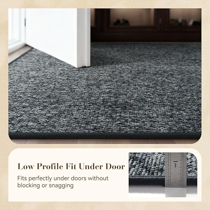 MontVoo Door Mat Indoor Entrance Doormat, Absorbent Durable Rubber Non Slip Front Door Mat for Inside Entry Entryway Dirt Trapper Welcome Mat, Darkgrey 17''x30''