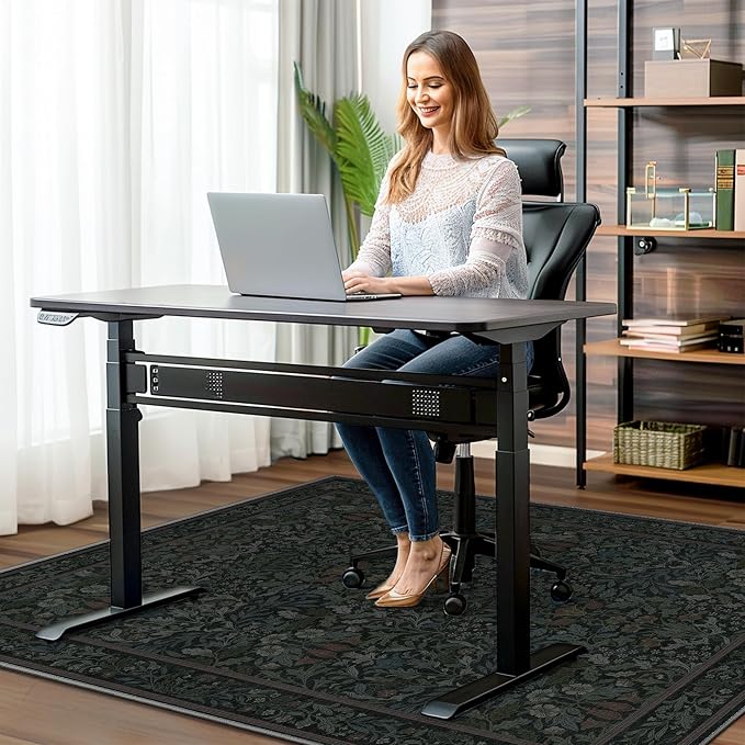 48"x60" Office Chair Mat for Hardwood Tile Floor, Under Desk Carpet Protector for Rolling Computer Chair Mat, Machine Washable Area Rug, Anti-Slip 1/5" Thick Low Pile Thin Vinyl Floor Mat, Dark Green