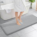 OLANLY Thick Memory Foam Bathroom Runner Rugs 59x20, Extra Soft Absorbent Long Bath Rug, Quick Dry, Non-Slip, Machine Washable Bath Mat for Bathroom, Tub and Shower, Home Decor Accessories, Light Grey