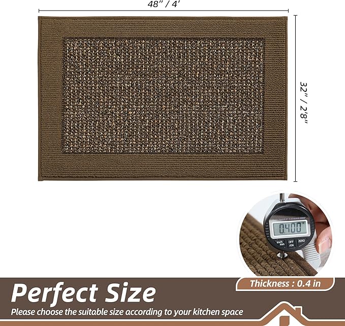 BEQHAUSE Kitchen Rugs 32"x48", Kitchen Runner Rug Non-Slip Kitchen Mats for Floor, Absorbent and Stain Resistant Kitchen Mats, Machine Washable Rugs for Kitchen, Hallway, Laundry & Sink, Brown