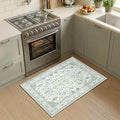 RELEANY Area Rugs Small 2'x4' Washable Non-Slip, Floral Vintage Distress Medallion Carpet for Kitchen Entryway Bathroom, Green White Blue