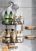 DAOYA Shower Organizer, No Drilling Over Shower Head Caddy with 2 Soap Dish, Rustproof Bathroom Storage Rack for Shampoo Conditioner Soap, Quick-Dry Drainage