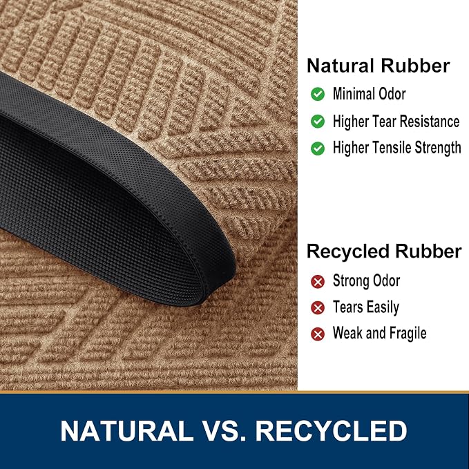 Smiry Front Door Mat Outside Entrance, Heavy Duty Sturdy Natural Rubber Doormat, Trap Dirt and Moisture, Easy Clean Low Profile Welcome Floor Mats for Indoor Outdoor Entry, 71x23 Inch, Coffee
