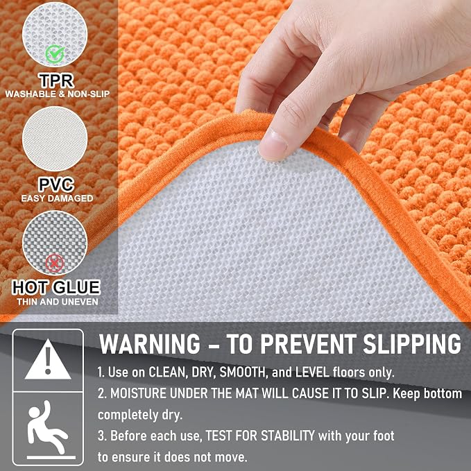 Arotive Bathroom Rugs 30" x 20", Ultra Soft Absorbent Chenille Bath Rugs, Non-Slip Rubber Backing, Machine Washable Bath Mats for Bathroom Floor, Tub and Shower, Home Decor Accessories, Coral
